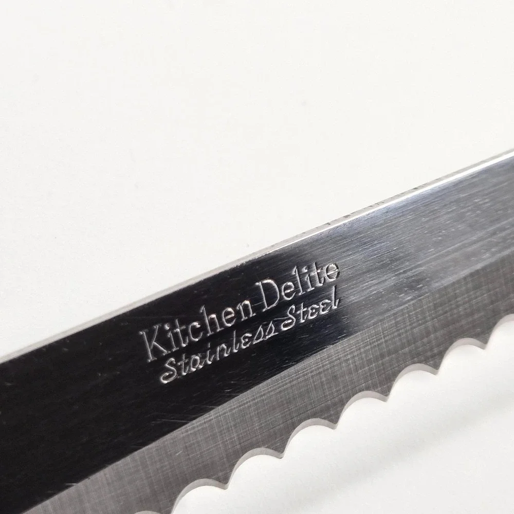 Very Nice Vintage Kitchen Delite Bread Knife Stainless Serrated‎ Wooden Handle